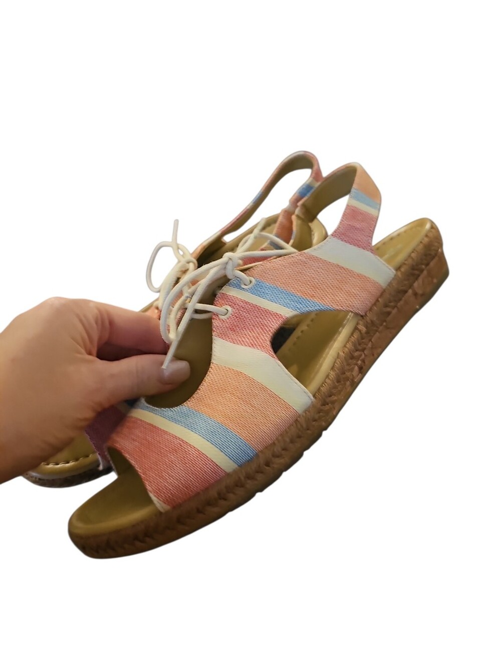 Naturalizer Reilly Women’s Striped Lace-Up Open-Toe Sandals in Pastel Pink 9M - Picture 3 of 7